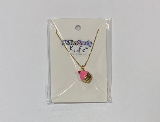Cupcake Charm Gold Necklace