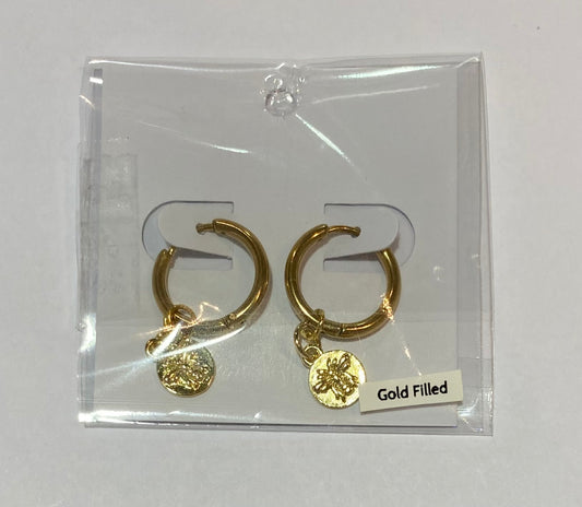 Bee Pendant Hoop Earrings
