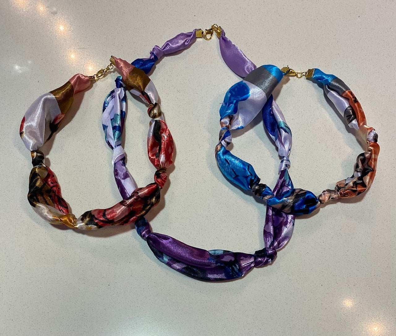 Floral Silk Scarf Necklaces- Assorted