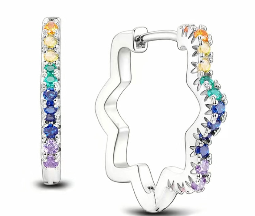 Rainbow Gems Star Huggie Earrings