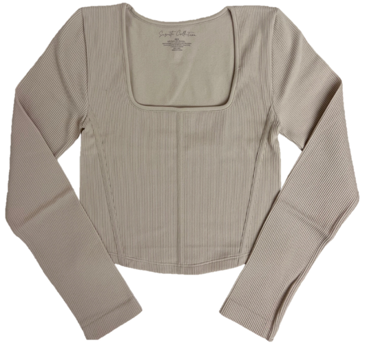 Square Neck Long Sleeve Top