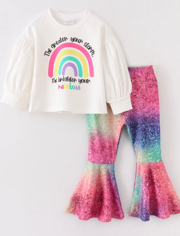 Rainbow Bell Bottom Pant Set