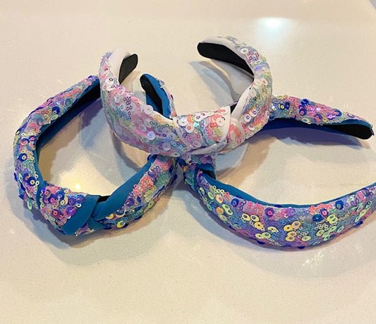 Sequin Covered Bow Knot Headbands- Assorted