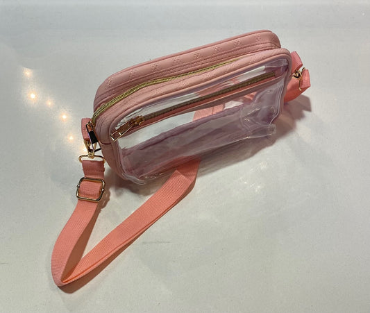 Clear Pink Quilted Purse