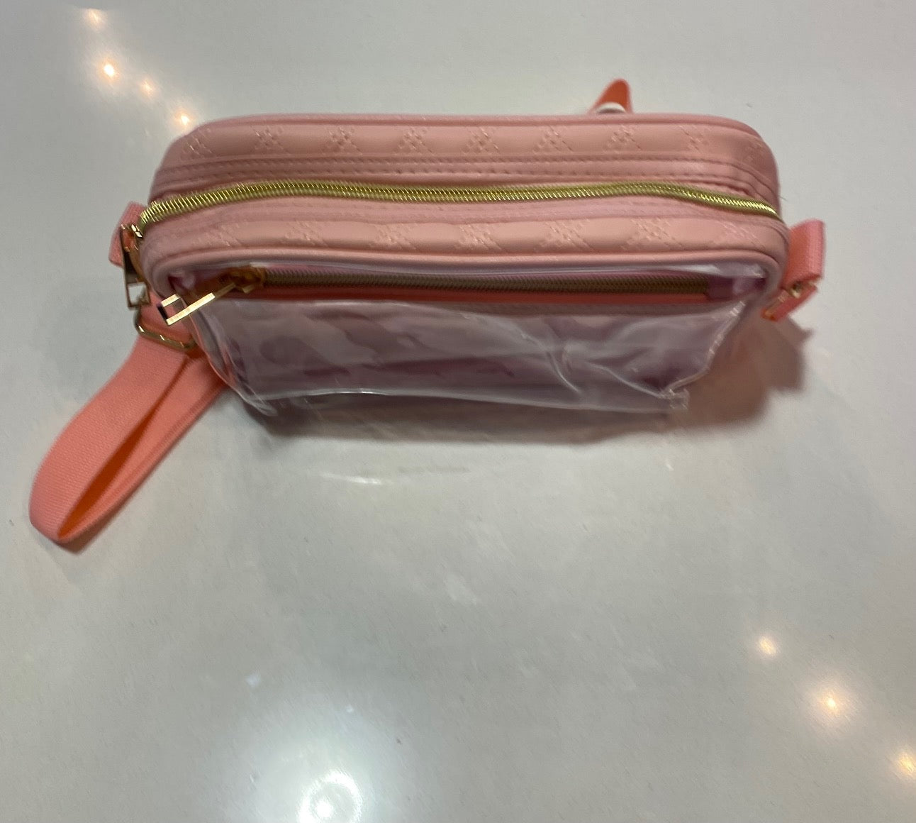 Clear Pink Quilted Purse