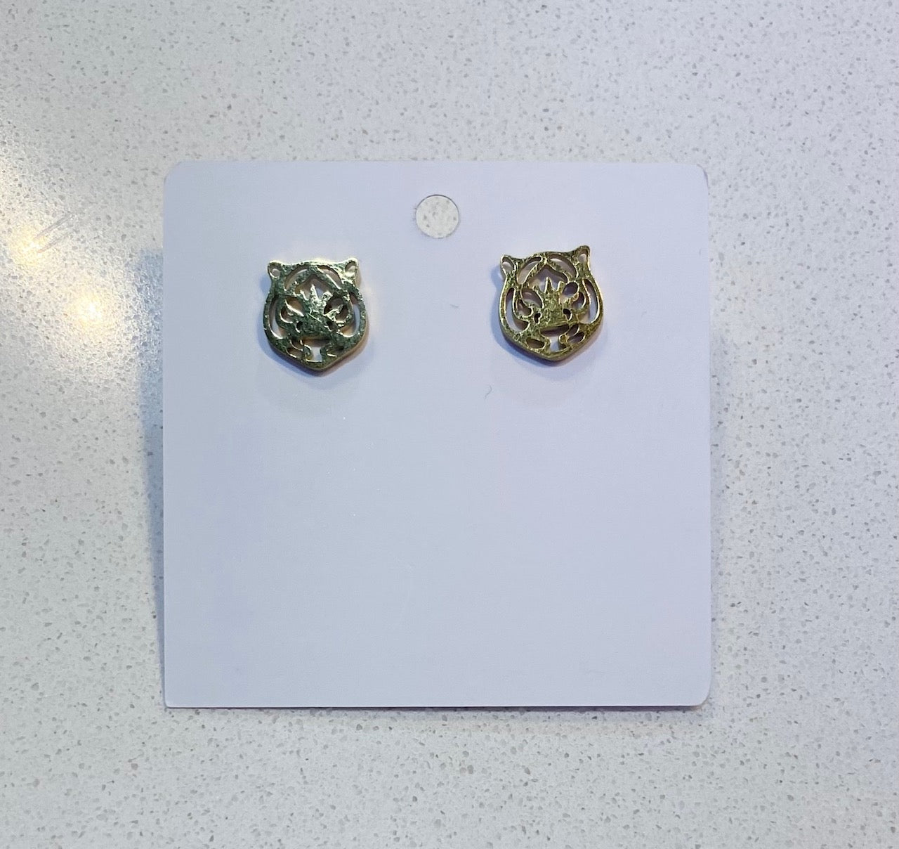 Gold Tiger Stud Earrings