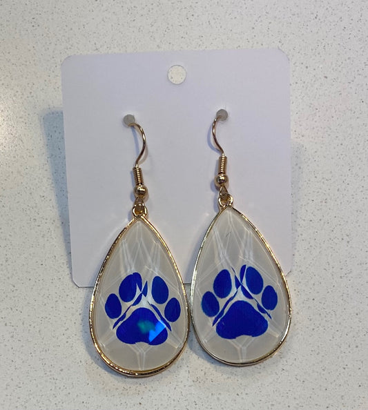 Dangle Blue Paw Earrings