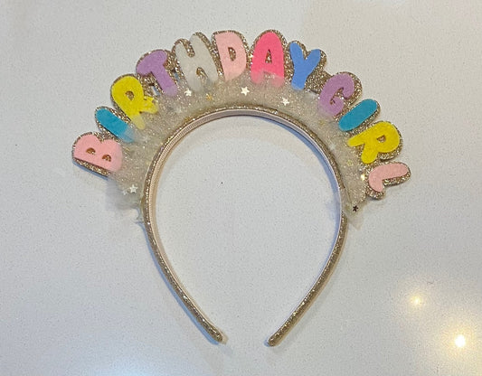 Gold Glitter Birthday Girl Headband