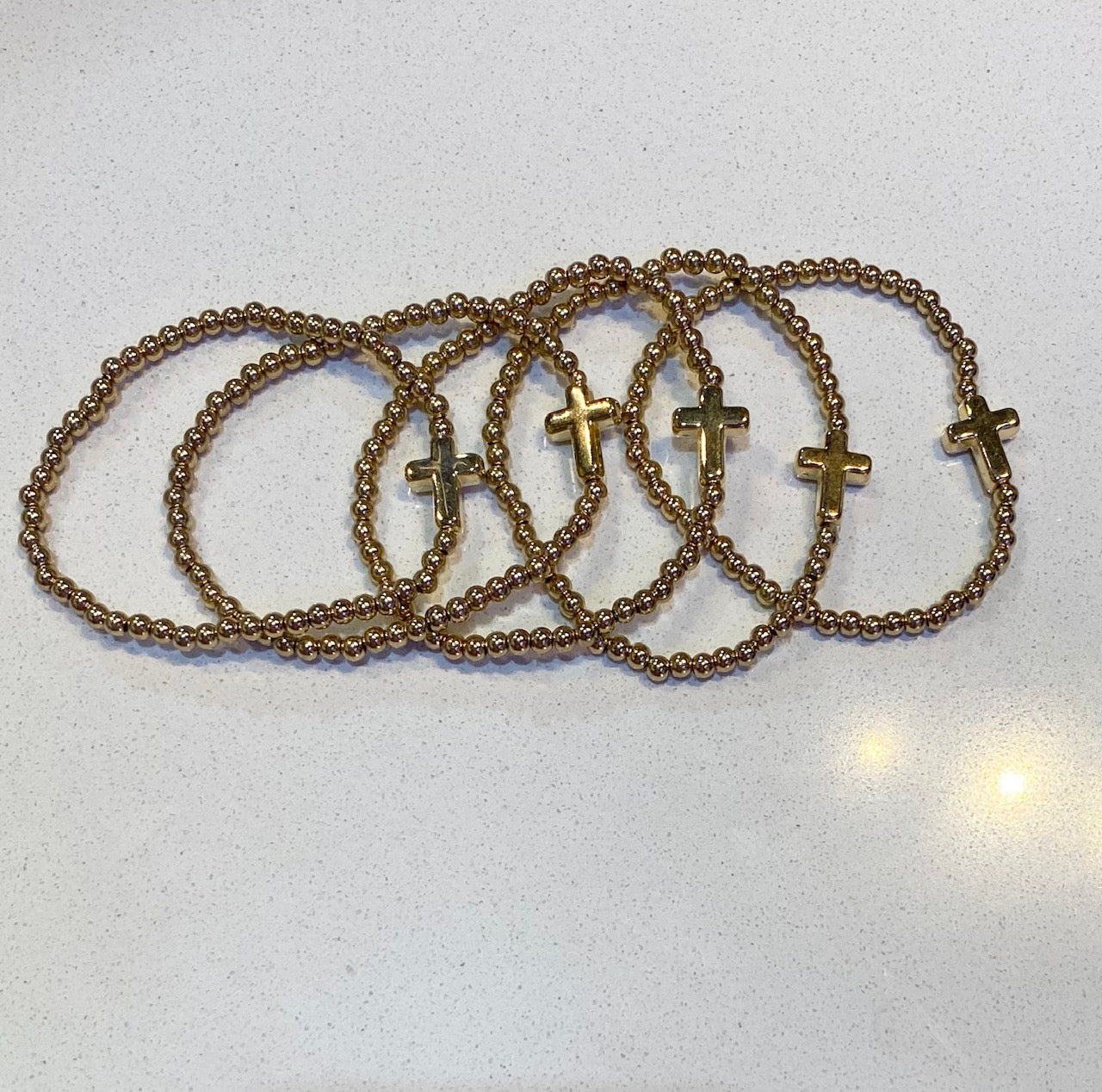 Gold Beaded Cross Bracelets