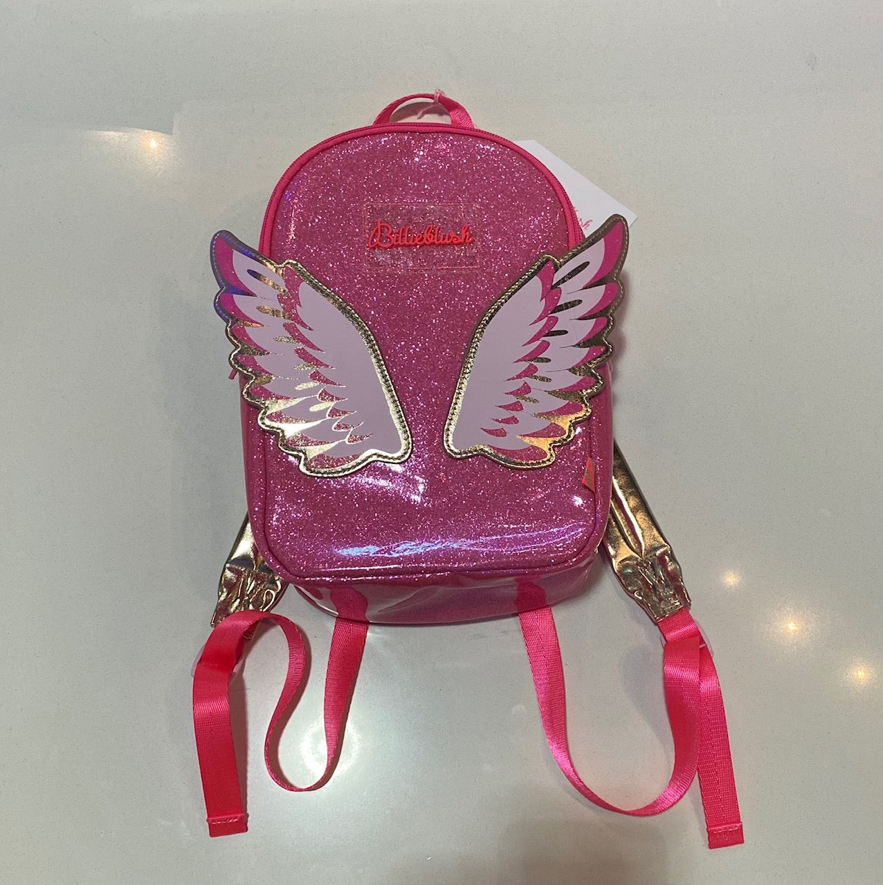 Pink Iridescent Backpack with Wings