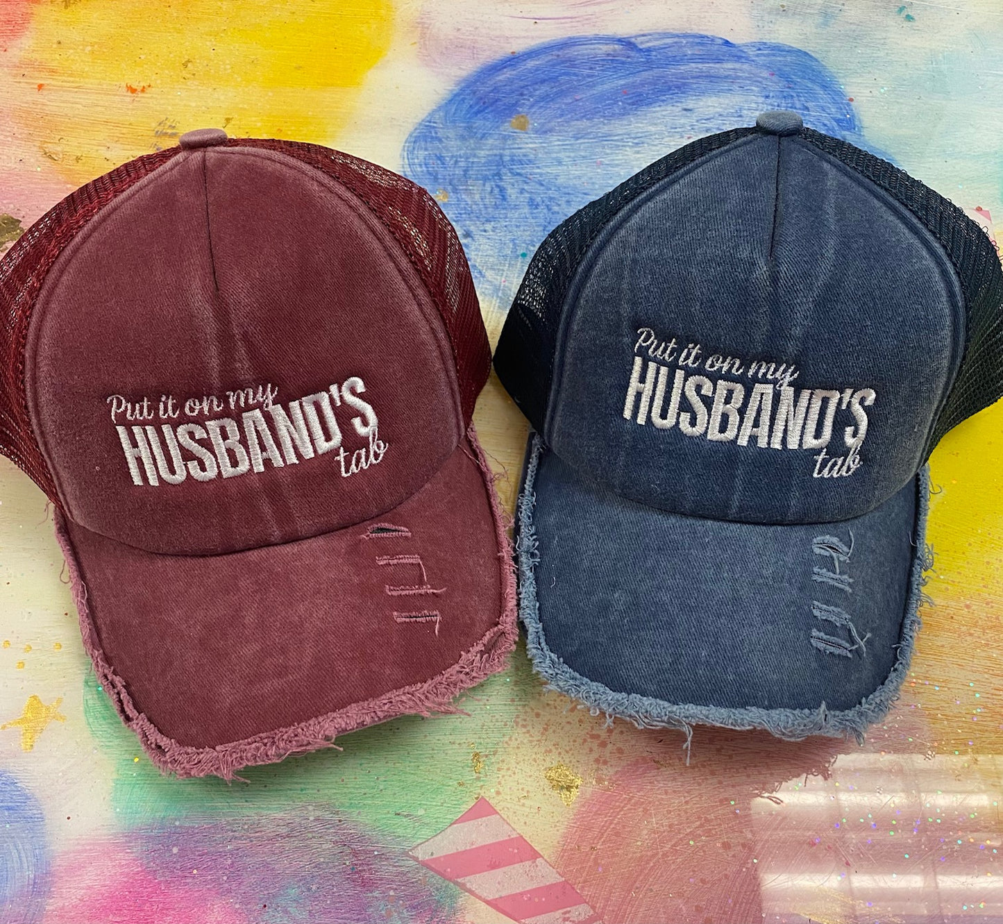 Put On My Husbands Tab Embroidered Hat