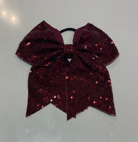 Maroon Sequin Hair Bow