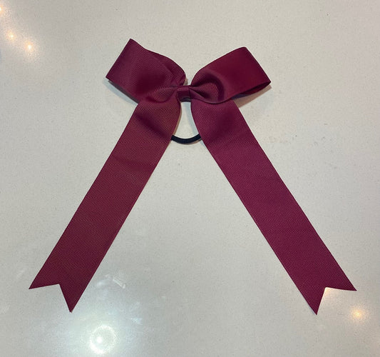 Maroon Long Ribbon Bow Hair Tie