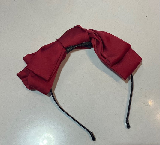 Maroon Silk Bow Headband