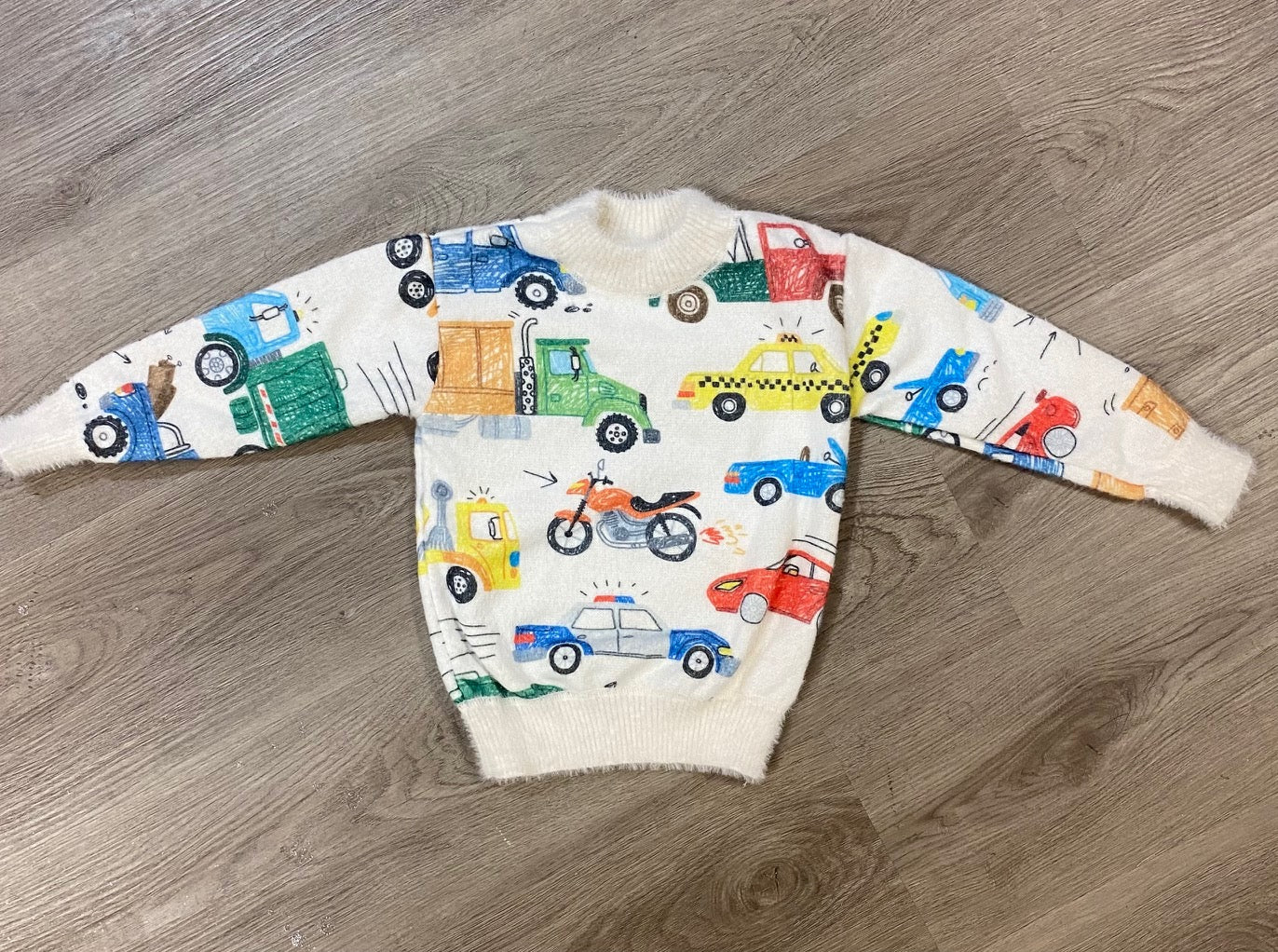 Fuzzy Cars Sweater