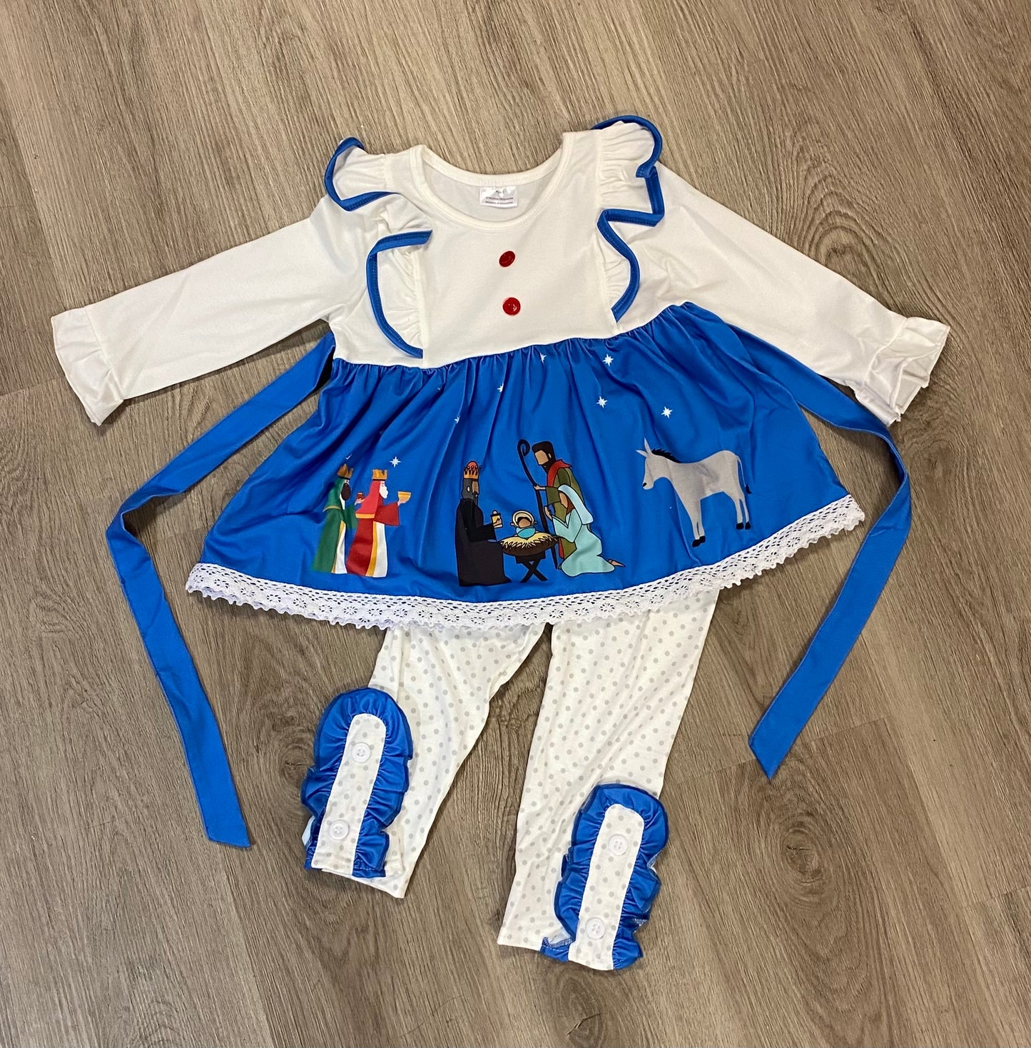 Nativity Ruffle Girl Pant Set