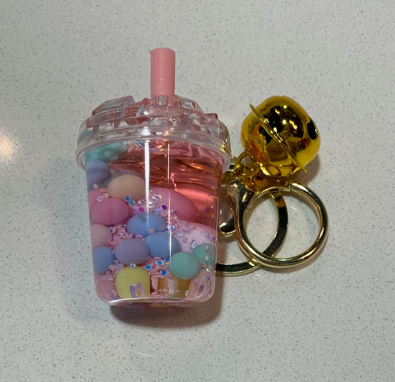 Glitter Boba Keychain