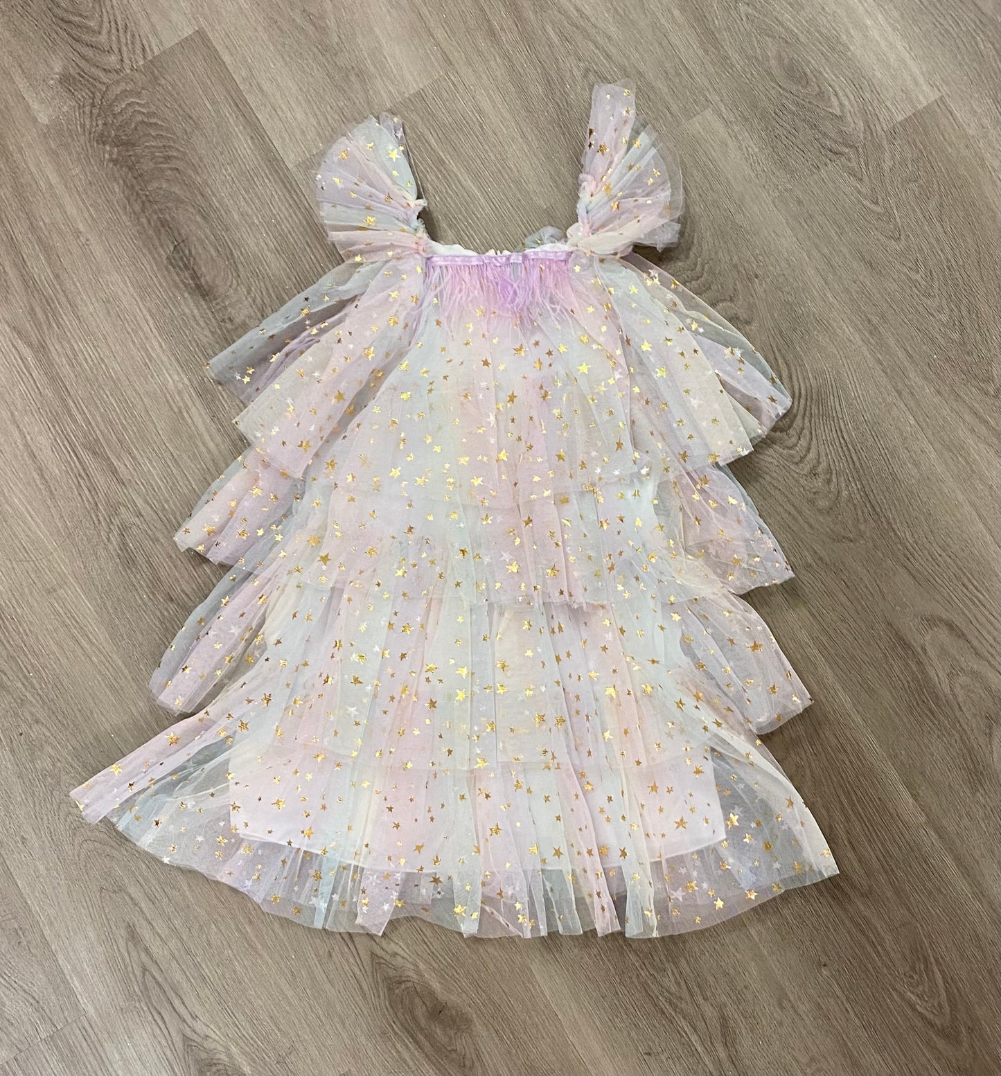 Rainbow Star Tiered Tulle Dress