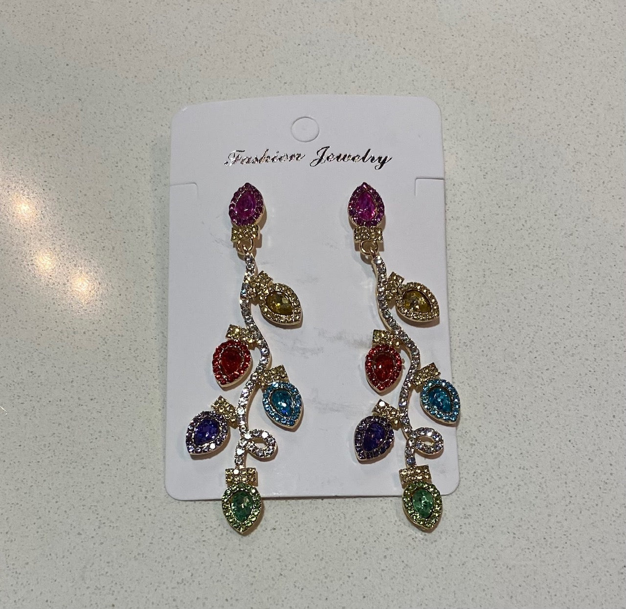 Christmas Lights Rhinestone Earrings