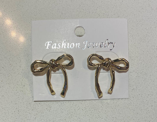 Gold Bow 14k Plated Earrings