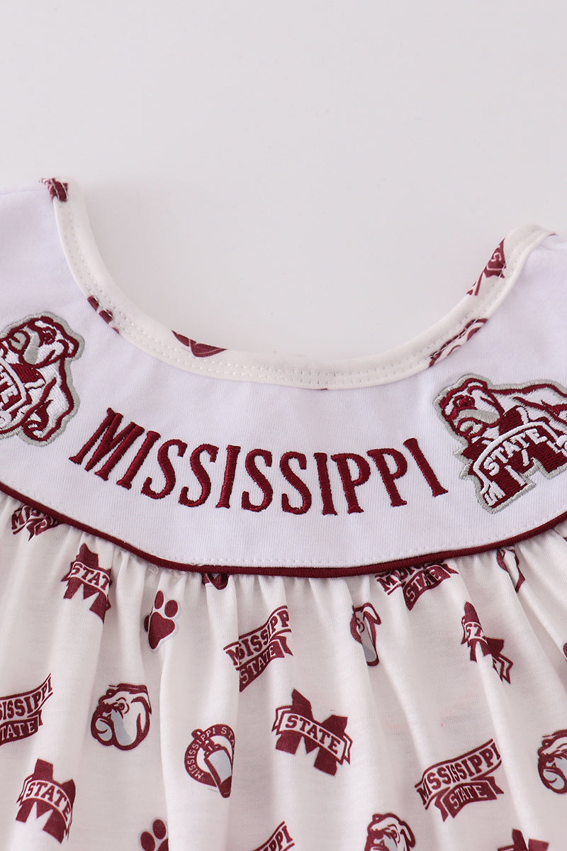 Mississippi State Embroidered Short Set