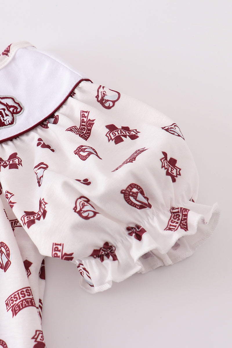 Mississippi State Embroidered Short Set