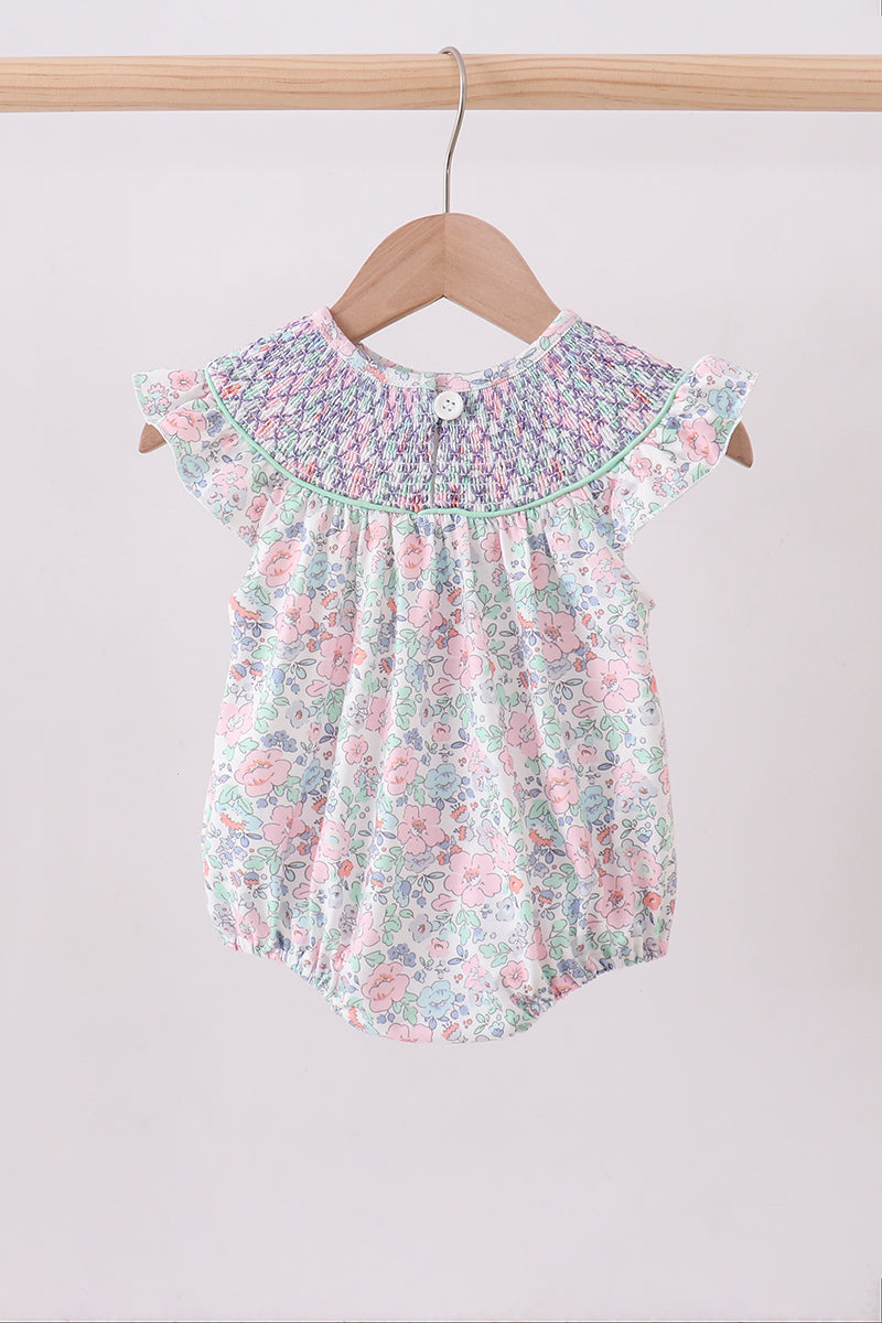 Floral Smocked Girl Bubble