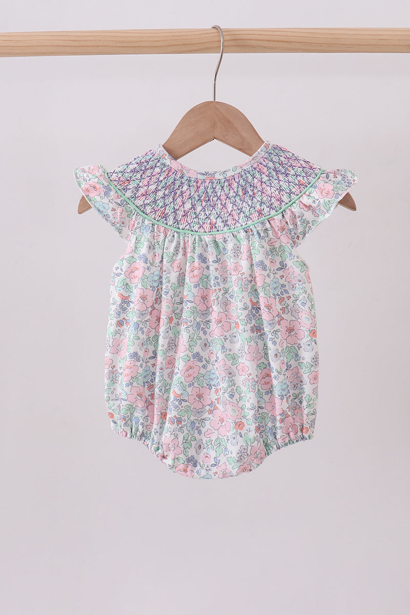 Floral Smocked Girl Bubble