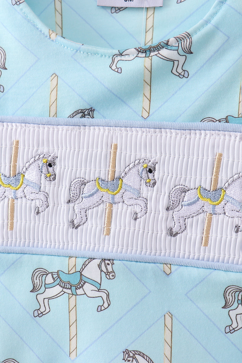 Blue Carousel Smocked JonJon