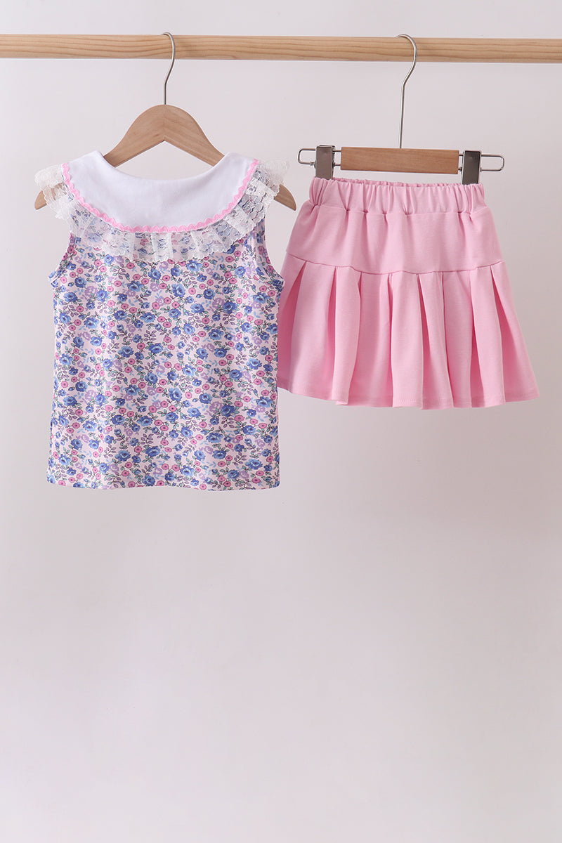 Floral Lace Skort Set