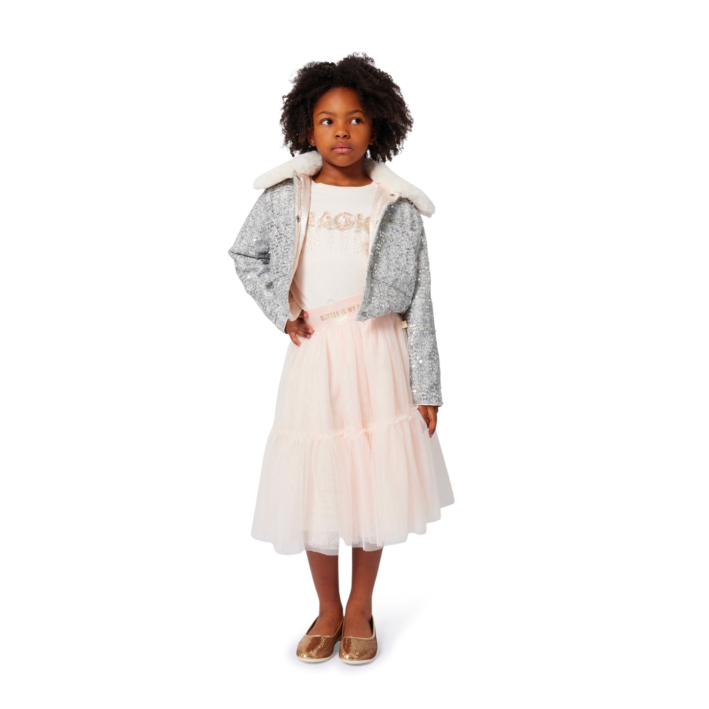 Billieblush Gold Sequin Ballet Flats