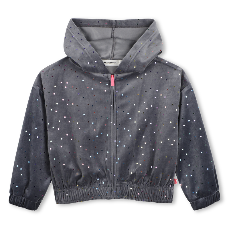 Billieblush Embellished Velour Zip Up Hoodie