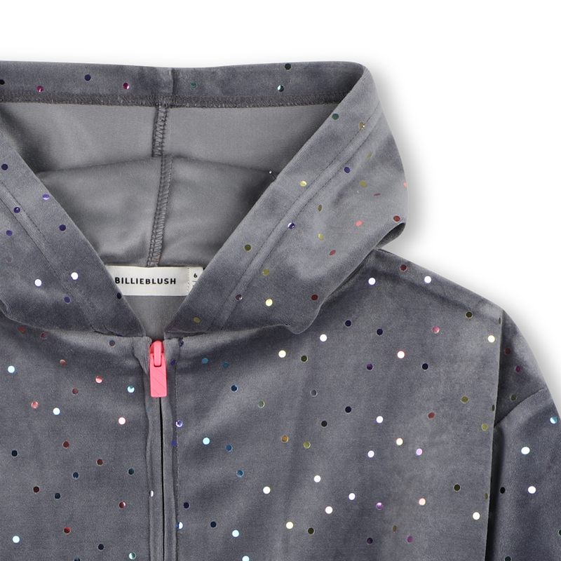 Billieblush Embellished Velour Zip Up Hoodie