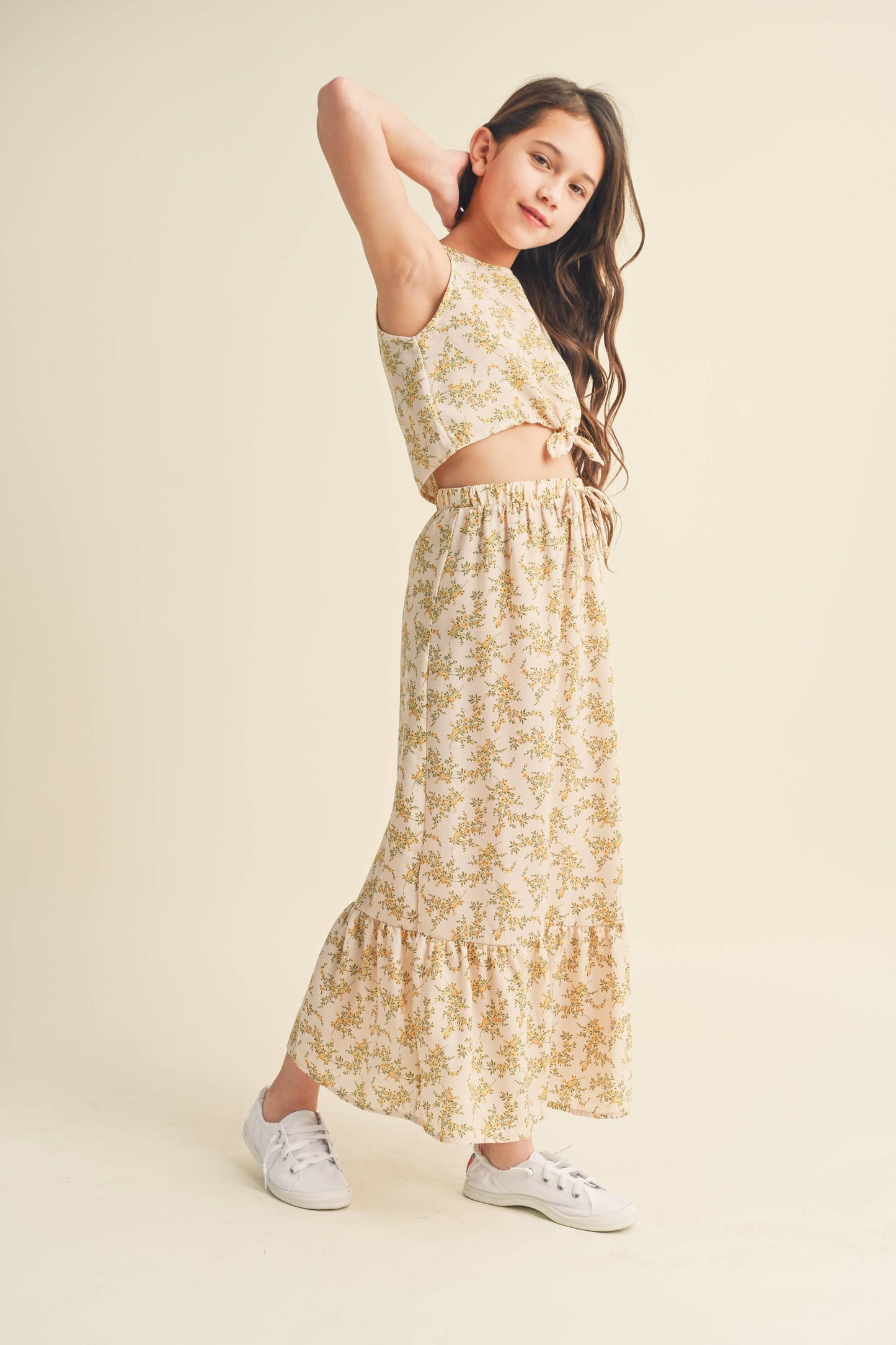 Floral Tie Front Top Maxi Set