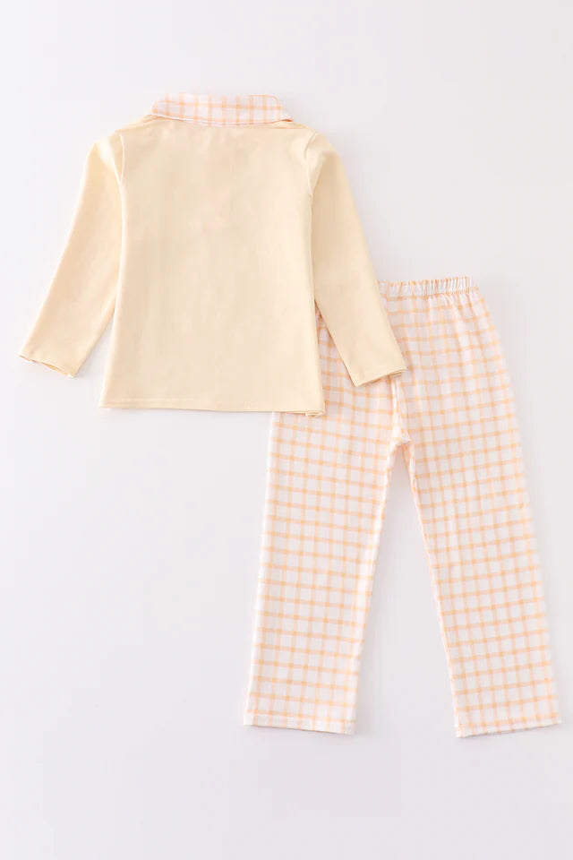 Boy Beige Plaid Pant Set