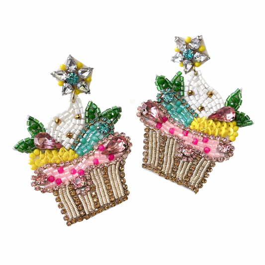 Cupcake Beaded Earrings