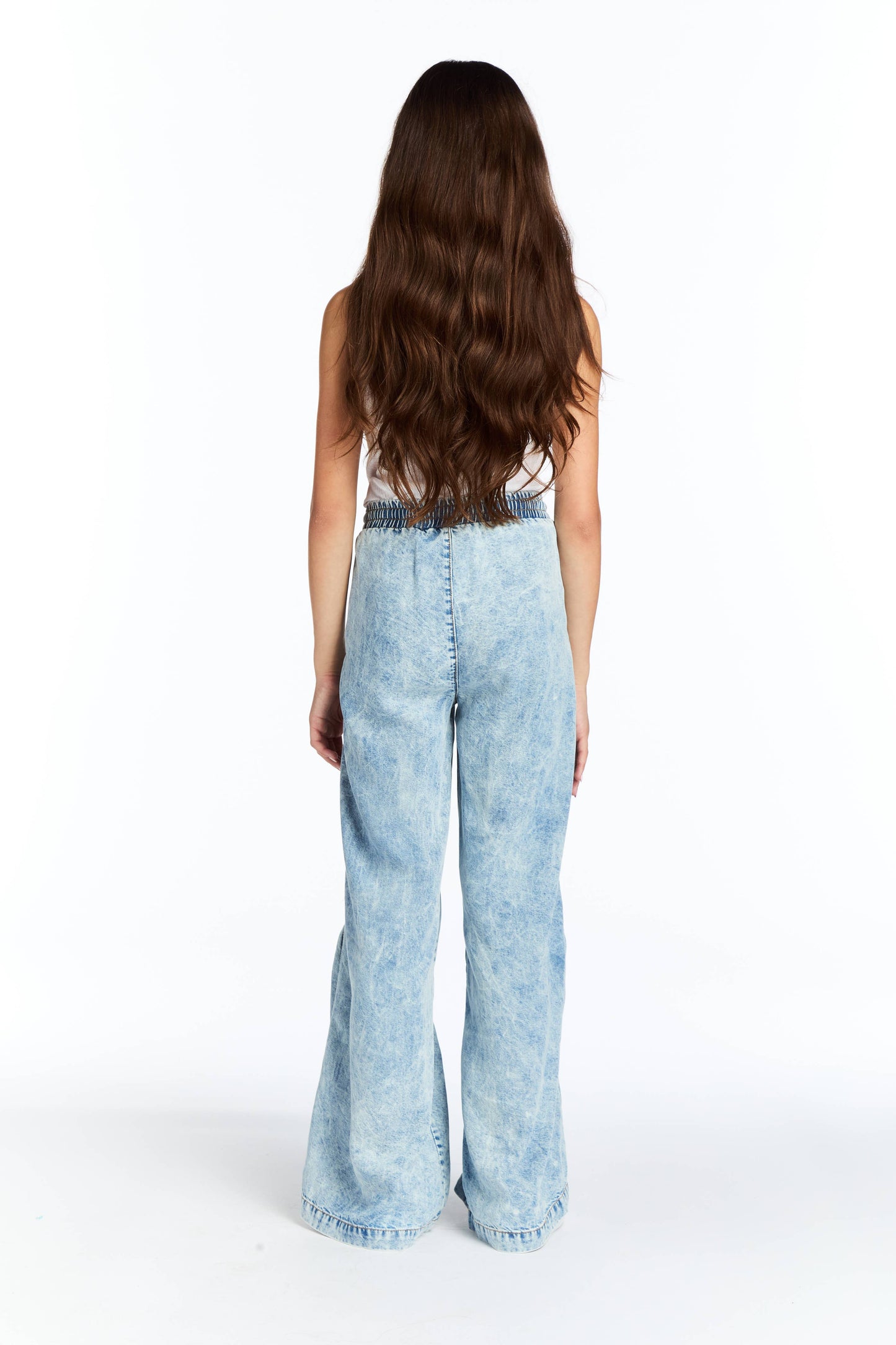 Tiered Wide Leg Denim Pants