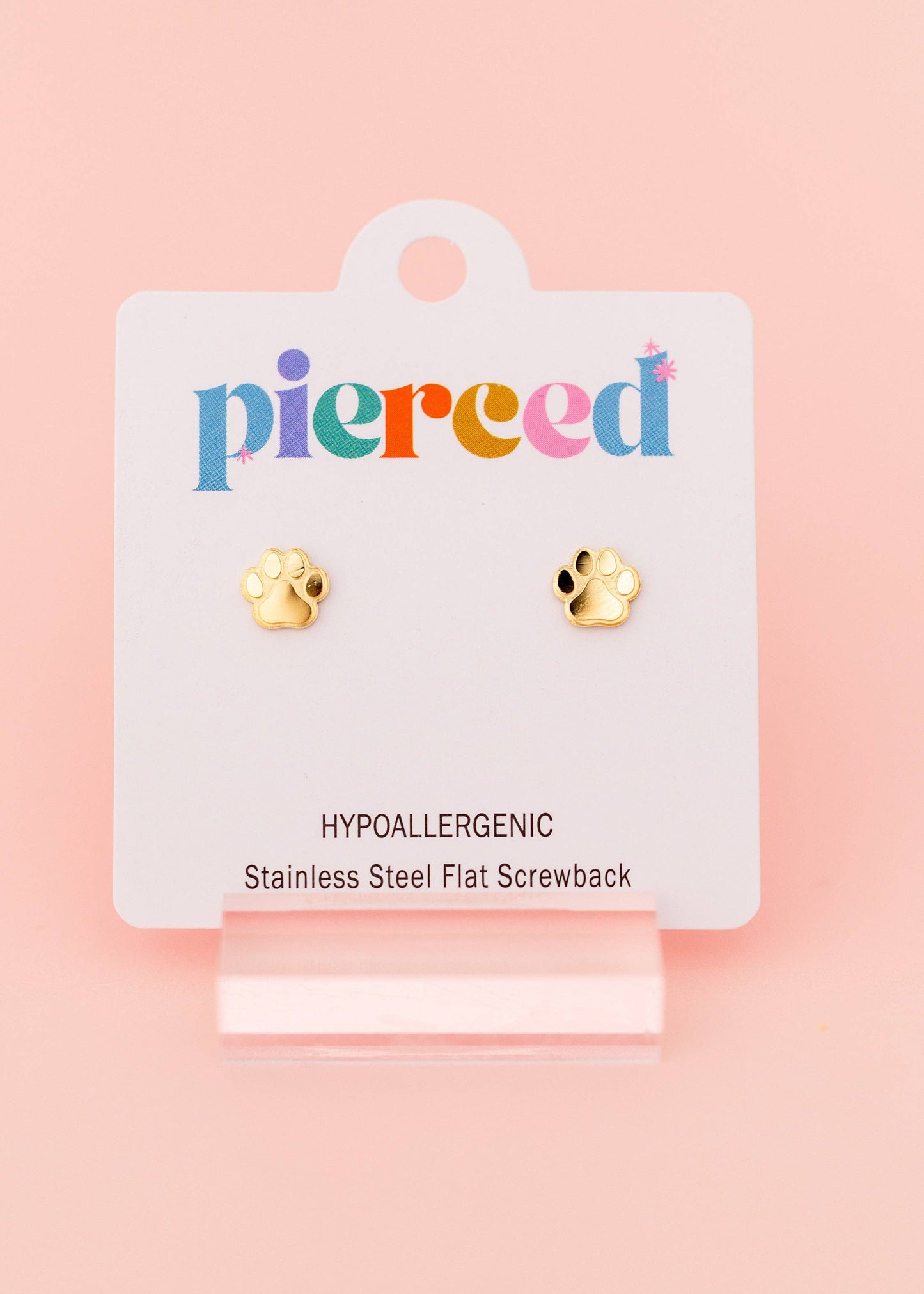 Paw Print Stud Screwback Earrings