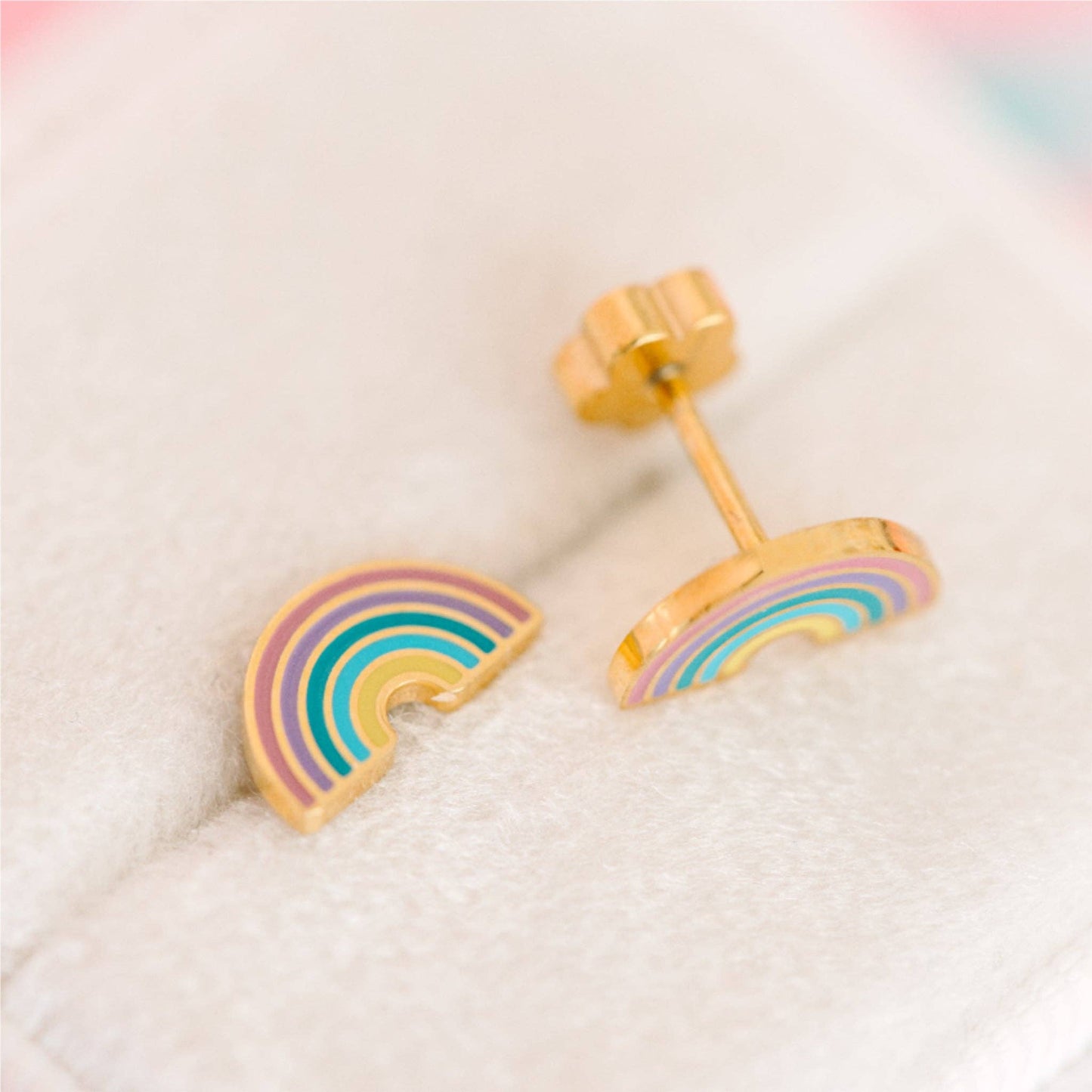 Rainbow Stud Screwback Earrings