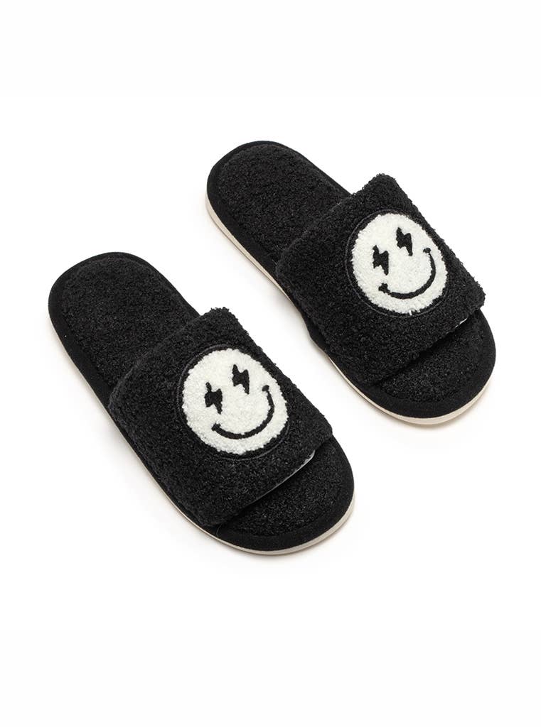 Bolt Happy Faces Black Slippers