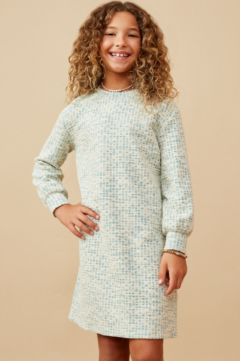 Lurex Tweed Long Sleeve Shift Dress