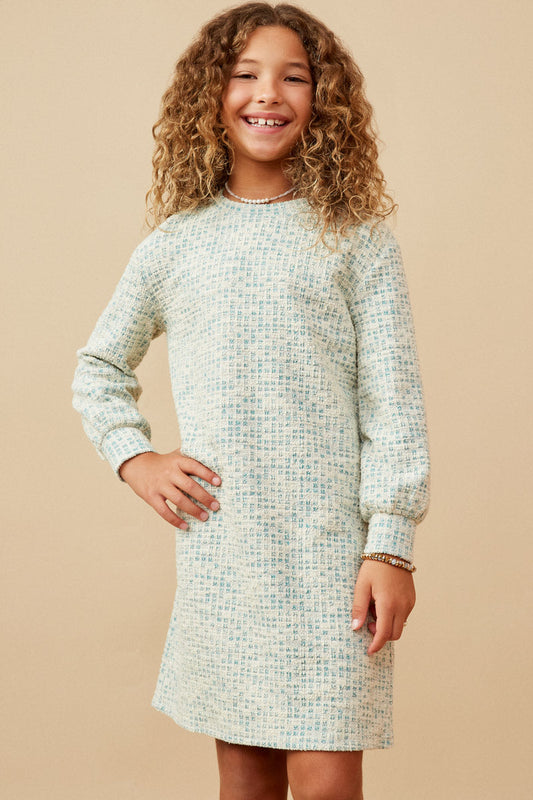 Lurex Tweed Long Sleeve Shift Dress