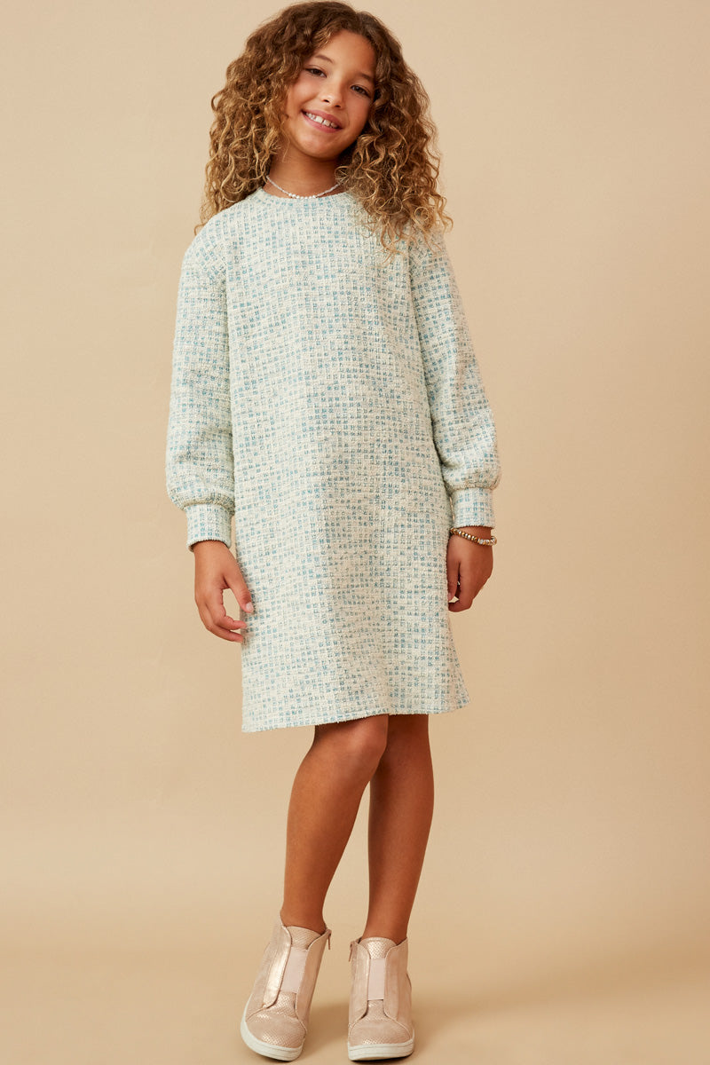 Lurex Tweed Long Sleeve Shift Dress