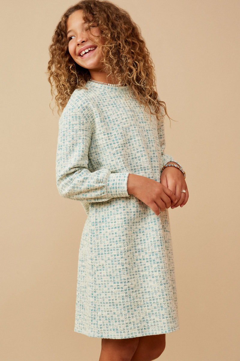 Lurex Tweed Long Sleeve Shift Dress