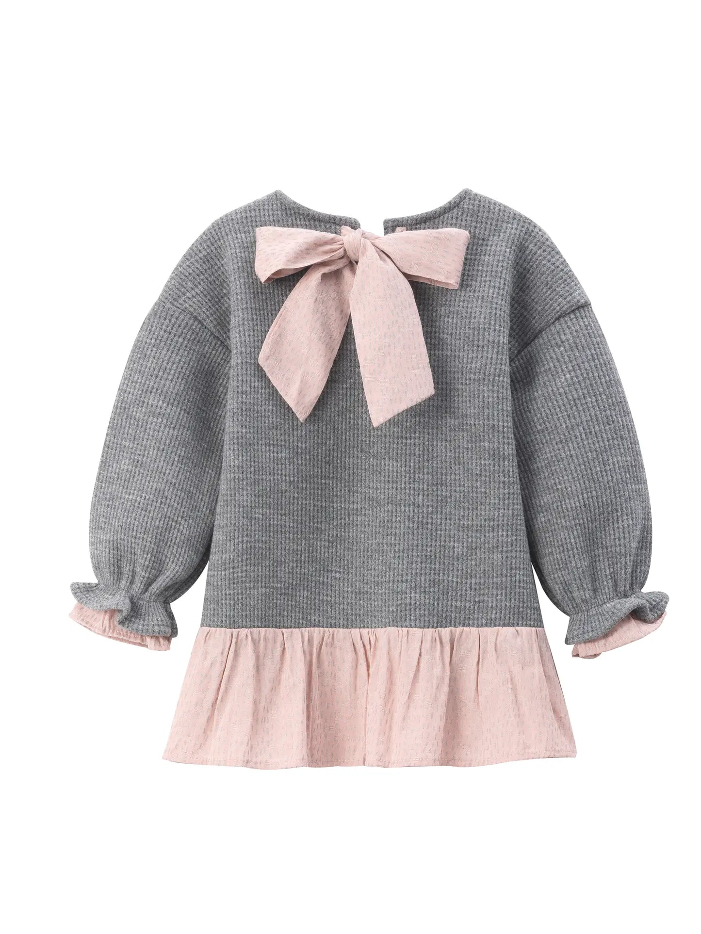 Grey Pink Ruffle Dress