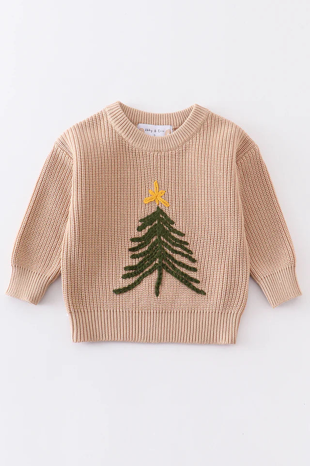 Christmas Tree Hand Embroidered Sweater