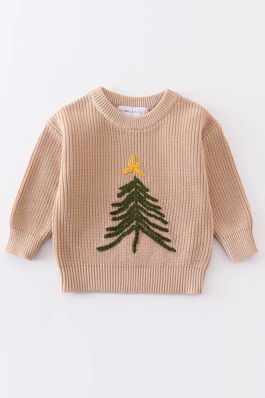 Christmas Tree Hand Embroidered Sweater