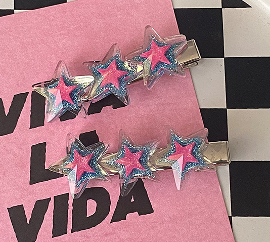 Glitter Star Hair Clip Set