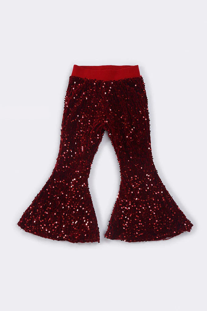 Maroon Sequin Bell Bottoms