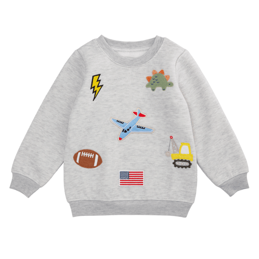 Patched Grey Sweatshirt